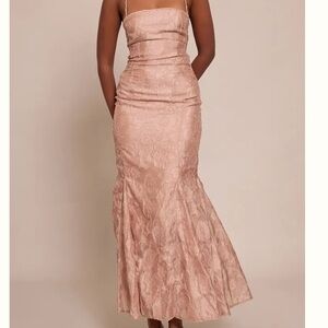 PrettyLittleThing TAUPE TEXTURED LACE UP BACK MAXI DRESS